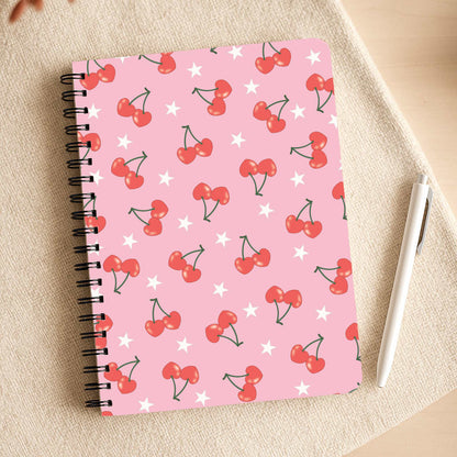 Heart Cherries And Stars Pattern Notepad