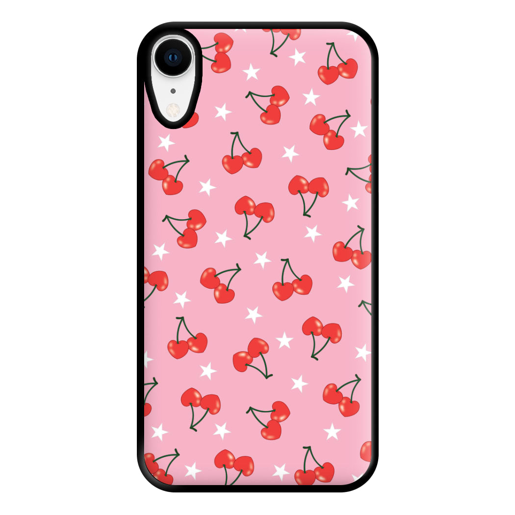 Heart Cherries And Stars Pattern Phone Case for iPhone XR