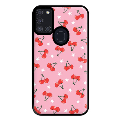 Heart Cherries And Stars Pattern Phone Case for Galaxy A21s
