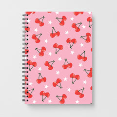 Heart Cherries And Stars Pattern Notebook