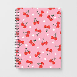 Heart Cherries And Stars Pattern Notebook