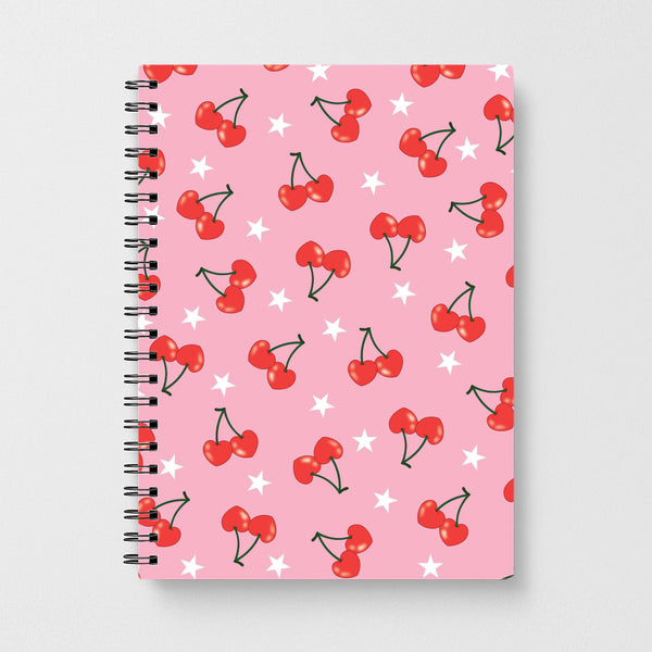 Heart Cherries And Stars Pattern Notebook