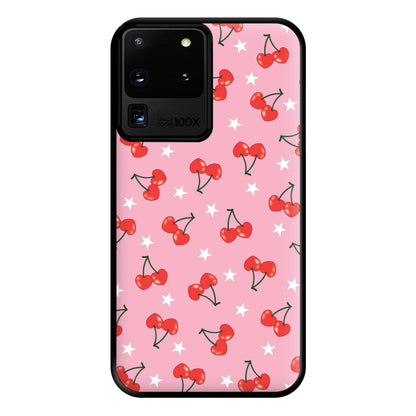 Heart Cherries And Stars Pattern Phone Case for Galaxy S20 Ultra