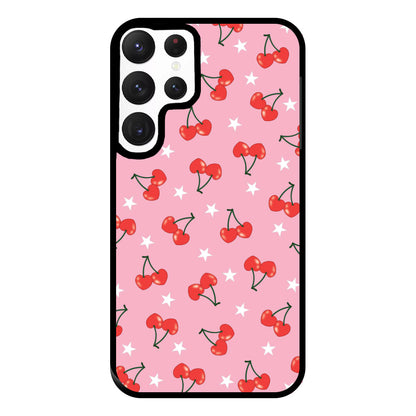 Heart Cherries And Stars Pattern Phone Case for Galaxy S22 Ultra