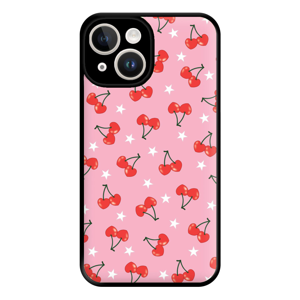 Heart Cherries And Stars Pattern Phone Case for iPhone 14