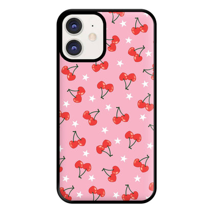 Heart Cherries And Stars Pattern Phone Case for iPhone 12 / 12 Pro