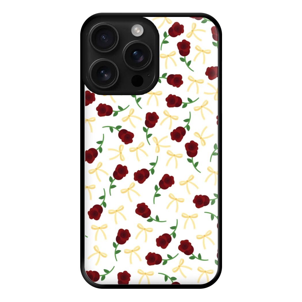 Roses And Bows Pattern Phone Case for iPhone 16 Pro Max