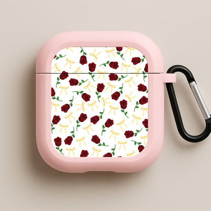 Roses And Bows Pattern Pink AirPods Case