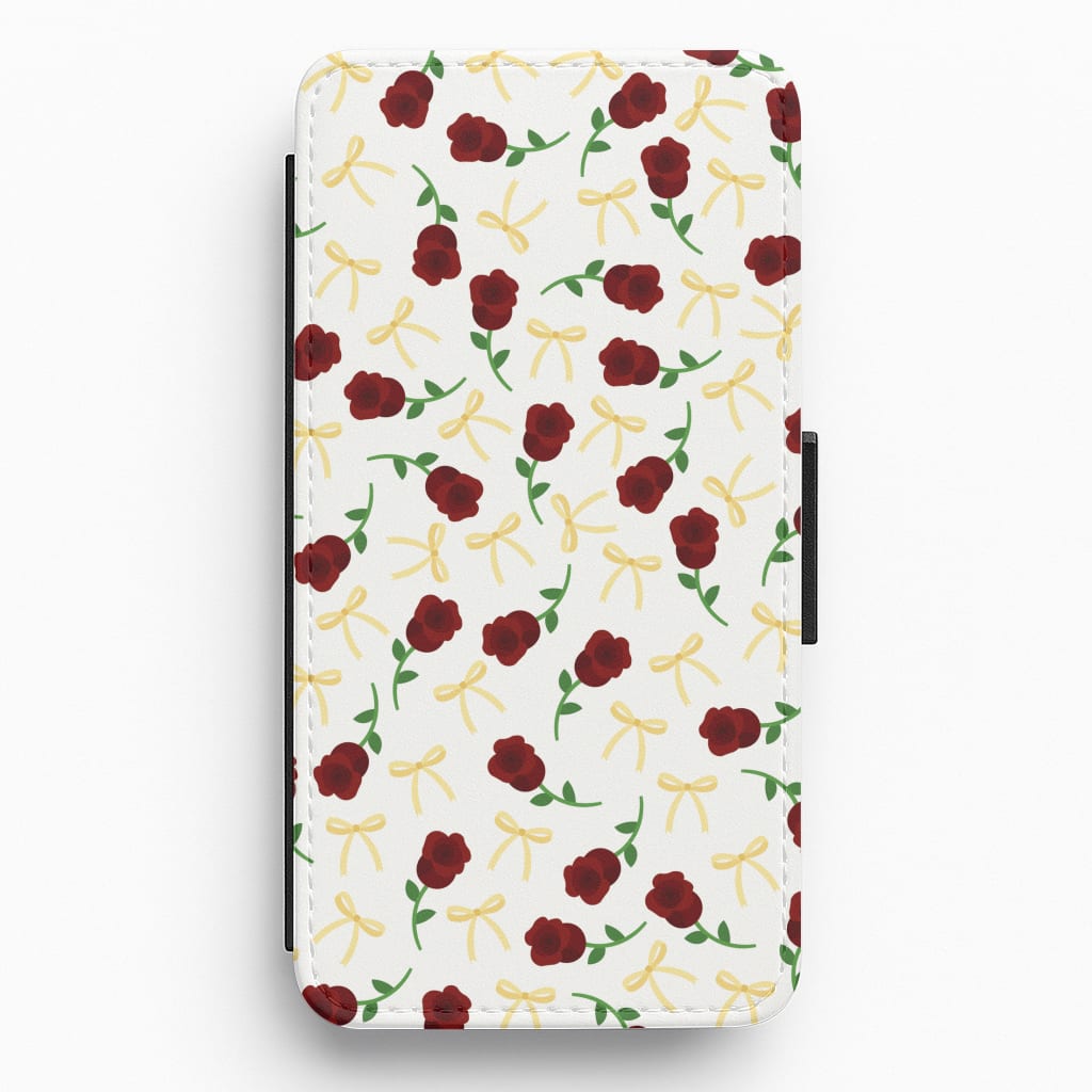 Roses And Bows Pattern Flip / Wallet Phone Case