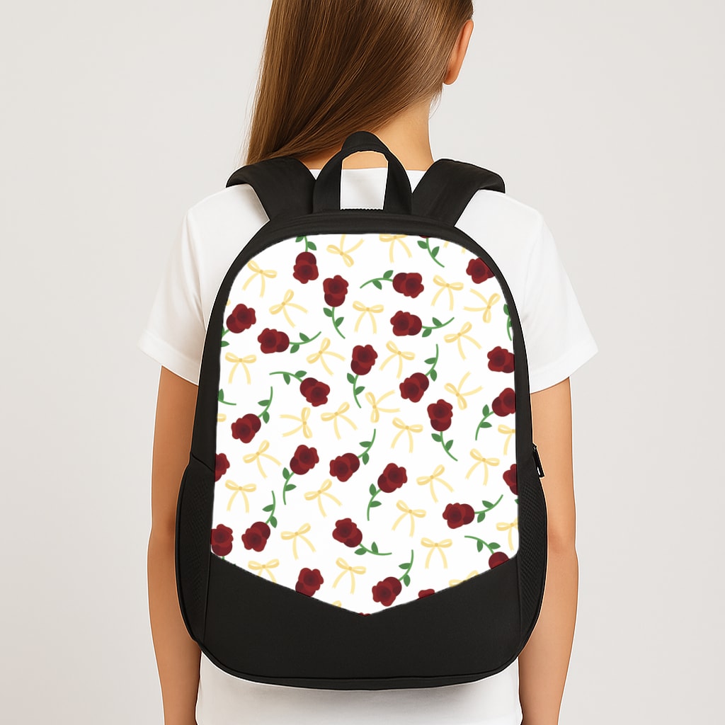 Roses And Bows Pattern Large School Bag