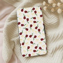Roses And Bows Pattern Wallet Phone Case