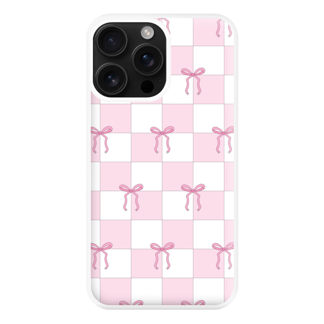 Checkered Pink Coquette Bows  Phone Case