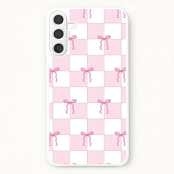 Checkered Pink Coquette Bows Phone Case for Galaxy A17