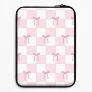 Checkered Pink Coquette Bows  Laptop Sleeve 1