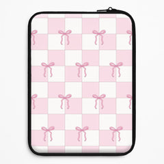Checkered Pink Coquette Bows  Laptop Sleeve