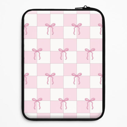Checkered Pink Coquette Bows  Universal Laptop Sleeve