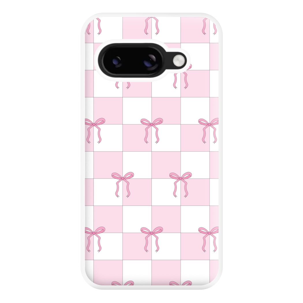Checkered Pink Coquette Bows  Phone Case for Google Pixel 8a