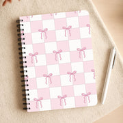 Checkered Pink Coquette Bows  Notebook 3