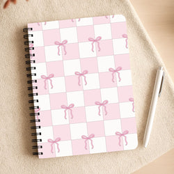Checkered Pink Coquette Bows  Notepad
