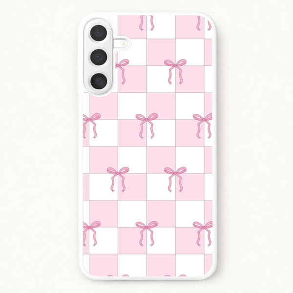 Checkered Pink Coquette Bows Phone Case for Galaxy A37