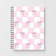 Checkered Pink Coquette Bows  Notebook 1