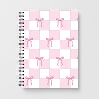 Checkered Pink Coquette Bows  Notebook