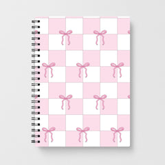 Checkered Pink Coquette Bows  Notebook
