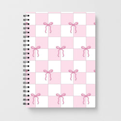 Checkered Pink Coquette Bows  Notebook