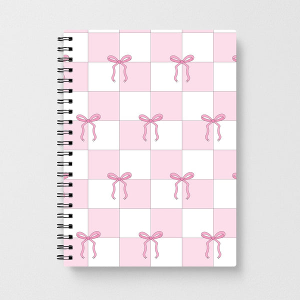 Checkered Pink Coquette Bows  Notebook