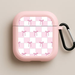 Checkered Pink Coquette Bows  Pink AirPods Case