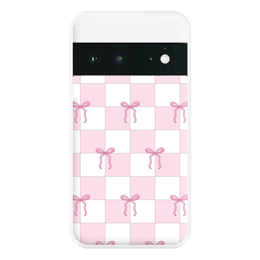 Checkered Pink Coquette Bows  Phone Case for Google Pixel 6a