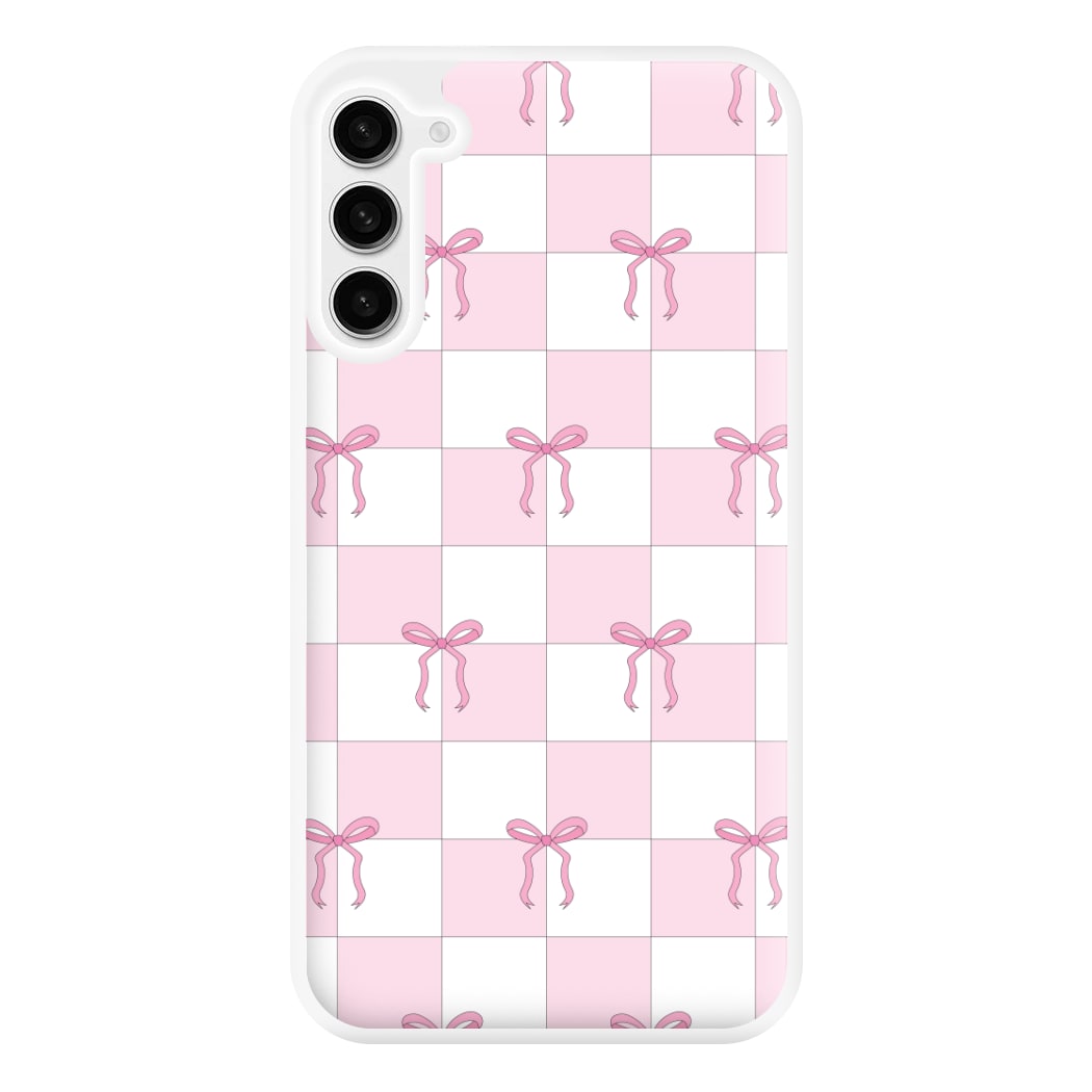 Checkered Pink Coquette Bows  Phone Case for Galaxy S23FE