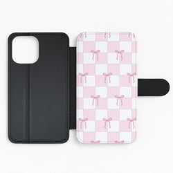 Checkered Pink Coquette Bows  Flip Phone Case