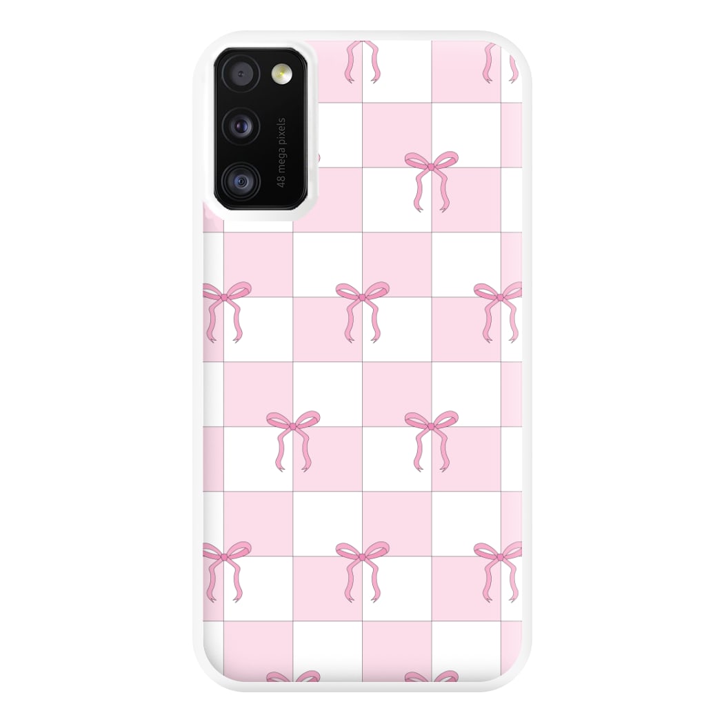 Checkered Pink Coquette Bows  Phone Case for Galaxy A41