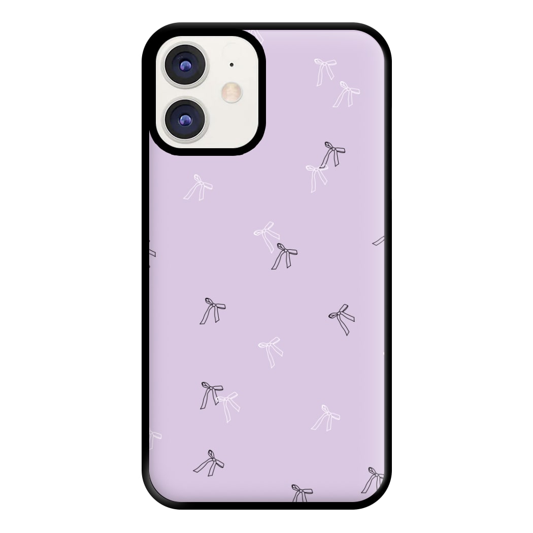 Coquette Mini Bows Pattern Purple Phone Case for iPhone 12 / 12 Pro