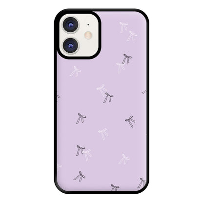 Coquette Mini Bows Pattern Purple Phone Case for iPhone 12 / 12 Pro