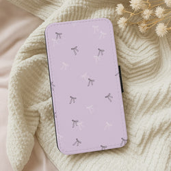 Coquette Mini Bows Pattern Purple Wallet Phone Case