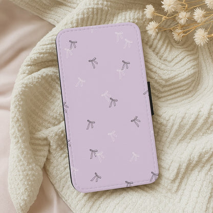 Coquette Mini Bows Pattern Purple Wallet Phone Case