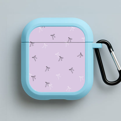 Coquette Mini Bows Pattern Purple Blue AirPods Case