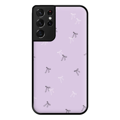 Coquette Mini Bows Pattern Purple Phone Case for Galaxy S21 Ultra