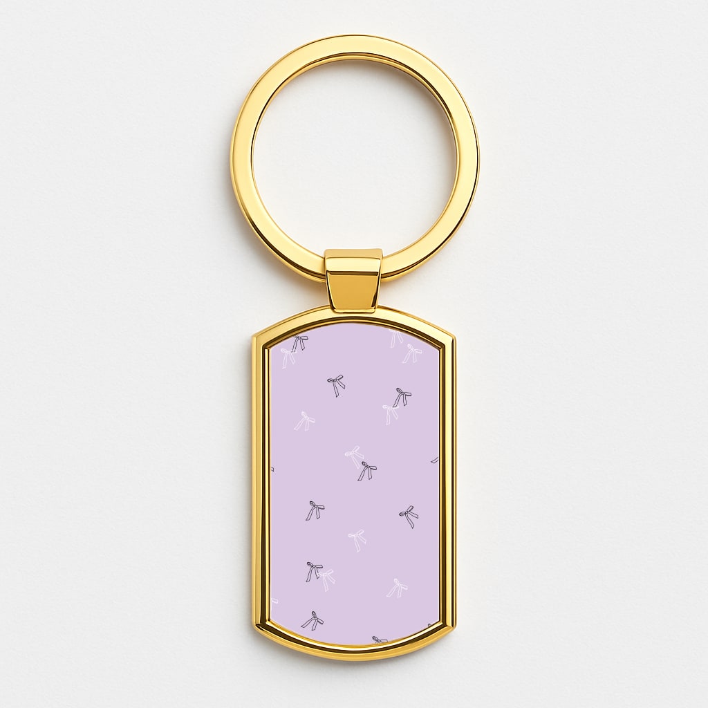 Coquette Mini Bows Pattern Purple Gold Keyring