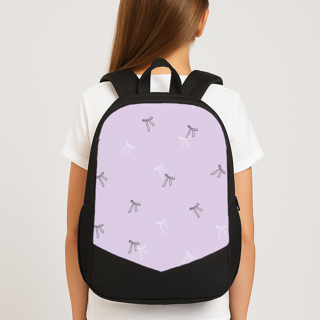 Coquette Mini Bows Pattern Purple Large School Bag