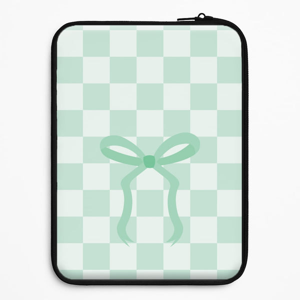 Checkered Coquette Bow Cyan Universal Laptop Sleeve