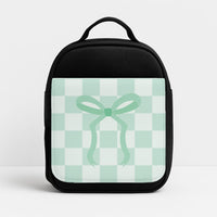 Checkered Coquette Bow Cyan Lunchbox