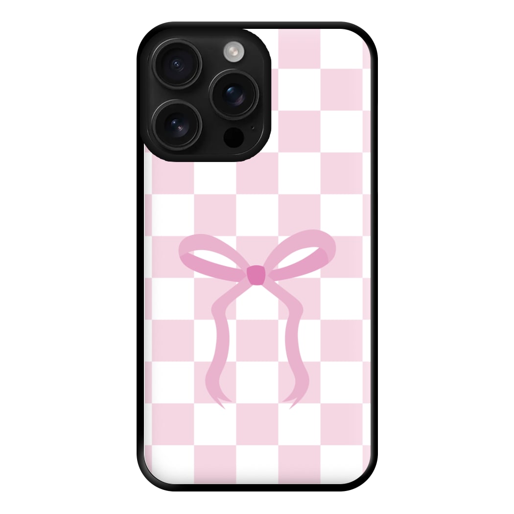 Checkered Coquette Bow Pink Phone Case