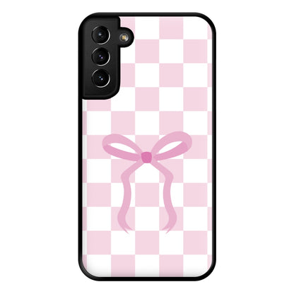Checkered Coquette Bow Pink Phone Case for Galaxy S21 Plus