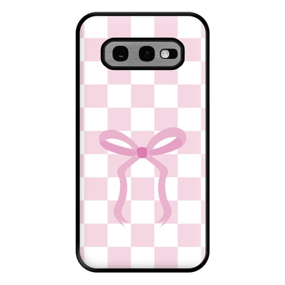 Checkered Coquette Bow Pink Phone Case for Galaxy S10e