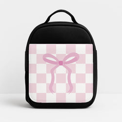 Checkered Coquette Bow Pink Lunchbox