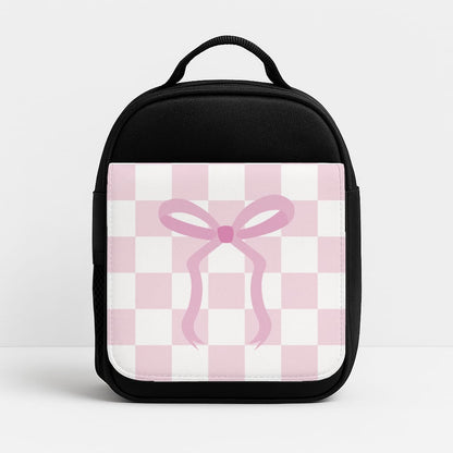 Checkered Coquette Bow Pink Lunchbox