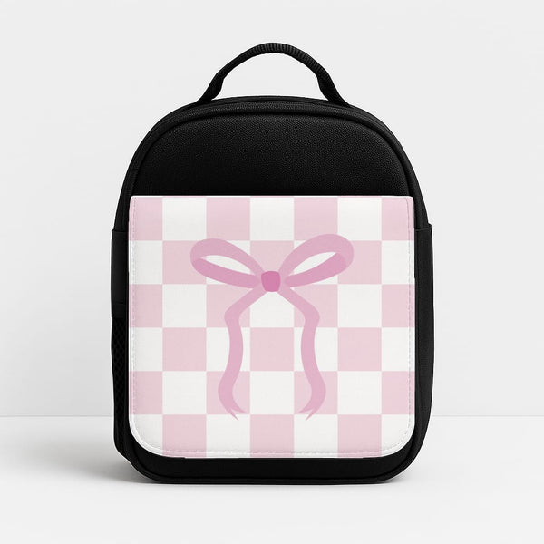 Checkered Coquette Bow Pink Lunchbox